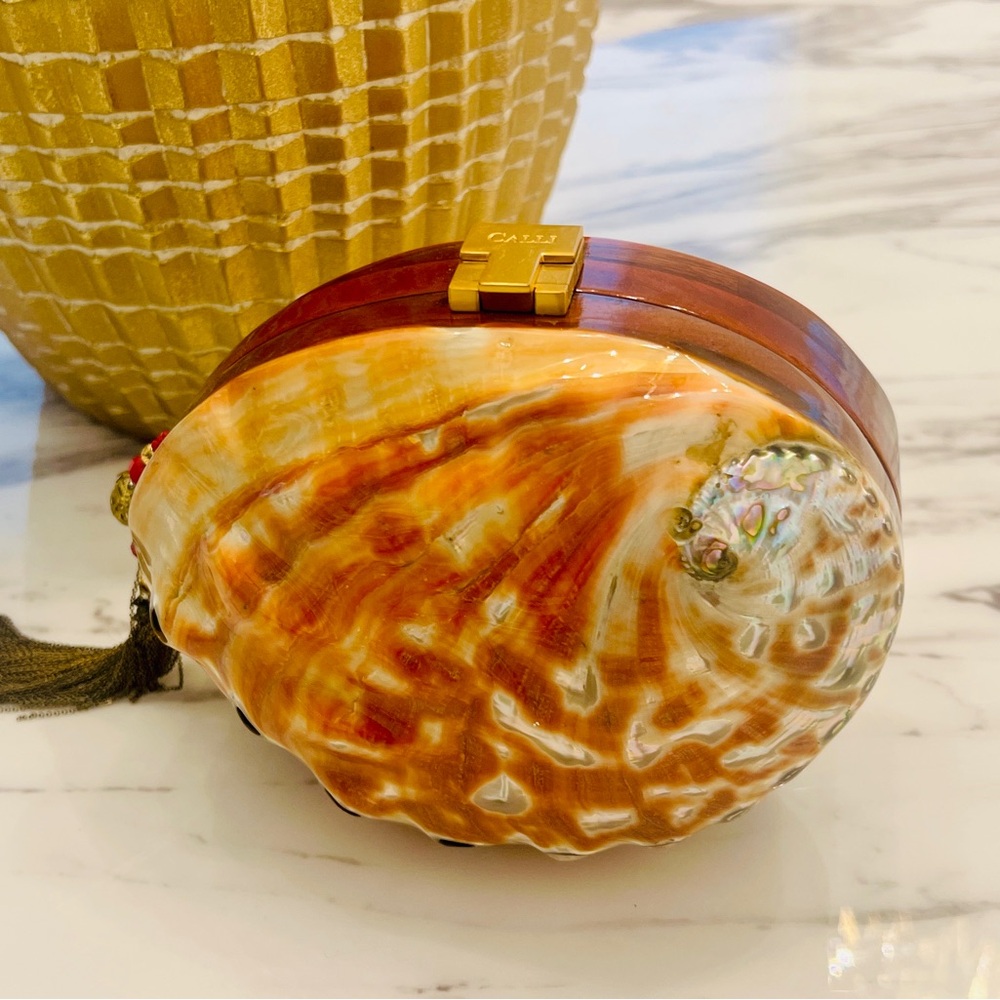 Shell Clutch - Brown and Gold